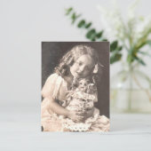 Antiek portret van een meisje en haar pop Briefkaart (Staand voorkant)