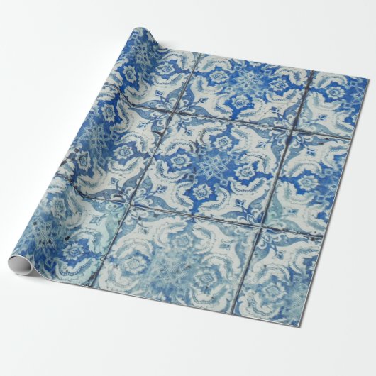 Antiek  Portugees Tiles Pattern - Azulejo Cadeaupapier (Uitgerold)