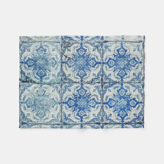 Antiek  Portugees Tiles Pattern - Azulejo Fleece Deken (Voorkant (Horizontaal))