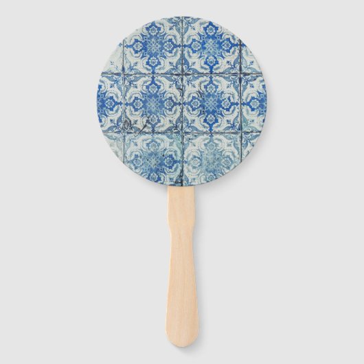 Antiek  Portugees Tiles Pattern - Azulejo Handwaaier (Achterkant)