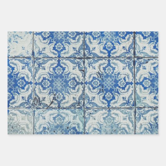 Antiek Portugees Tiles Pattern - Azulejo Inpakpapier Vel (Voorkant 2)