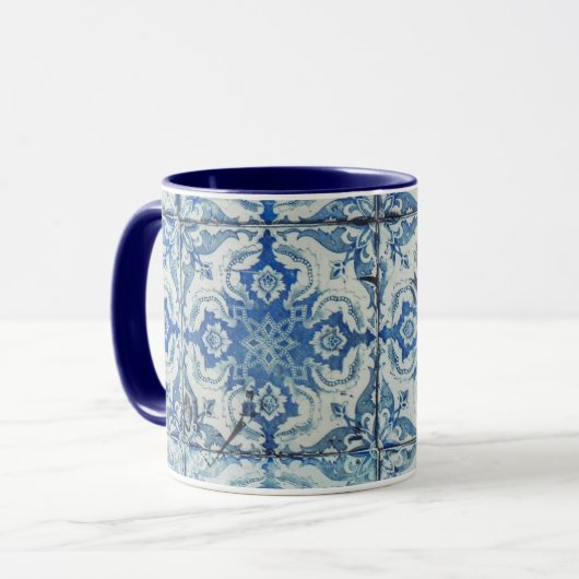 Antiek  Portugees Tiles Pattern - Azulejo Mok (Voorkant links)