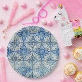 Antiek  Portugees Tiles Pattern - Azulejo Papieren Bordje (Feest)