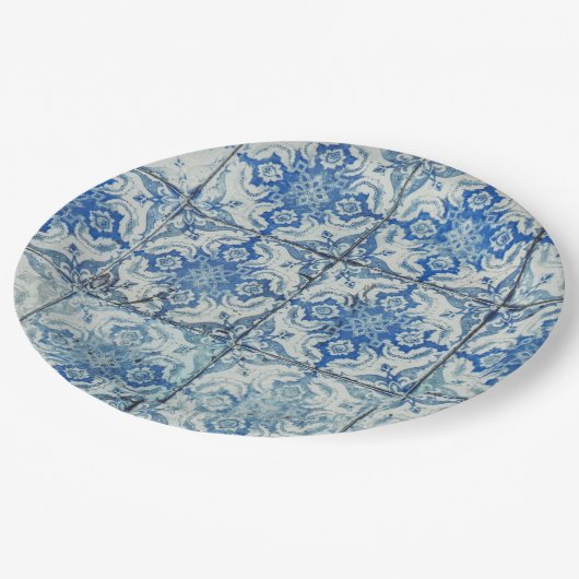 Antiek  Portugees Tiles Pattern - Azulejo Papieren Bordje (Gekanteld)