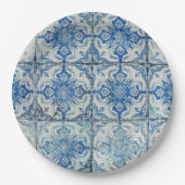 Antiek  Portugees Tiles Pattern - Azulejo Papieren Bordje (Voorkant)
