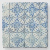 Antiek  Portugees Tiles Pattern - Azulejo Stenen Onderzetter (Voorkant)
