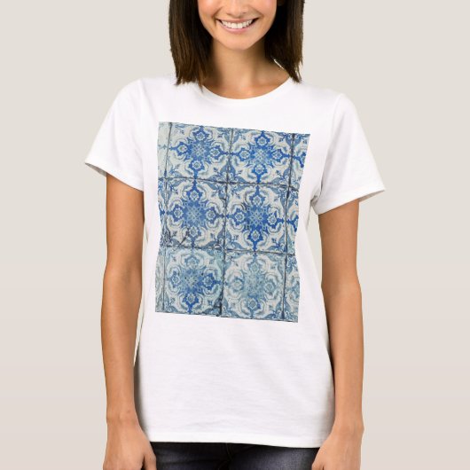 Antiek  Portugees Tiles Pattern - Azulejo T-shirt (Voorkant)