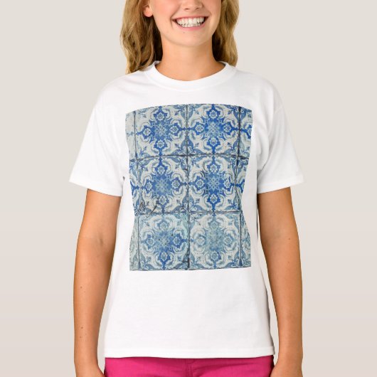 Antiek  Portugees Tiles Pattern - Azulejo T-shirt (Voorkant)