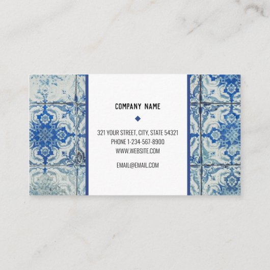 Antiek  Portugees Tiles Pattern - Azulejo Visitekaartje (Achterkant)