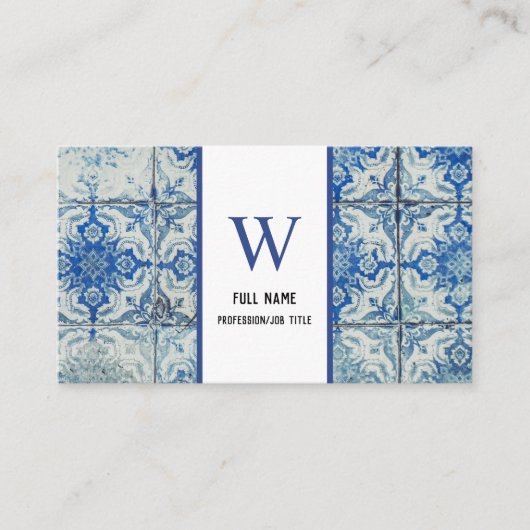 Antiek  Portugees Tiles Pattern - Azulejo Visitekaartje (Voorkant)