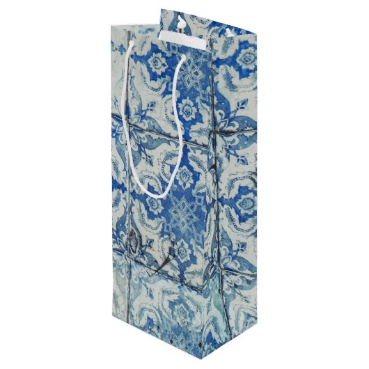 Antiek  Portugees Tiles Pattern - Azulejo Wijn Cadeautas (Achterkant Gekanteld)