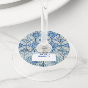 Antiek Portugees Tiles Pattern Azulejo Wijnglaslabel