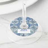 Antiek Portugees Tiles Pattern Azulejo Wijnglaslabel (Dichtbij)