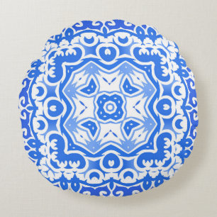 Antiek portugese azulejo-keramiek. naadloos rond kussen