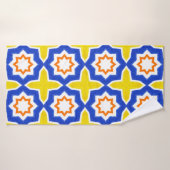 Antiek portugese tegels. Blauw en geel Azulejos Badhanddoek (Badhanddoek)
