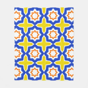 Antiek portugese tegels. Blauw en geel Azulejos Fleece Deken