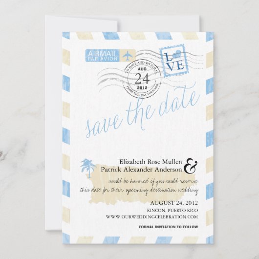 Antiek post Puerto Rico Save the Date (Voorkant)