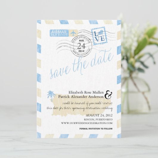 Antiek post Puerto Rico Save the Date (Staand voorkant)