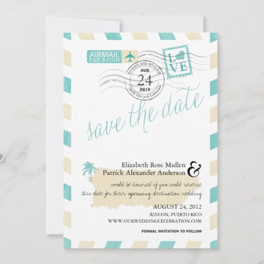 Antiek post Puerto Rico Save the Date (Voorkant)