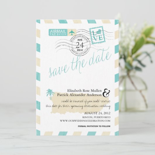 Antiek post Puerto Rico Save the Date (Staand voorkant)