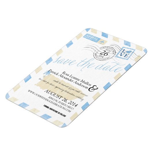 Antiek post Puerto Rico Save the Date Magneet (Linkerzijde)