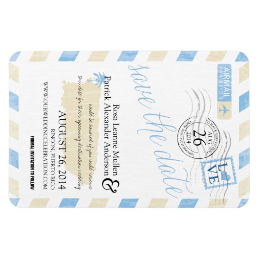 Antiek post Puerto Rico Save the Date Magneet (Horizontaal)