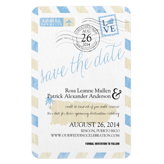 Antiek post Puerto Rico Save the Date Magneet (Verticaal)