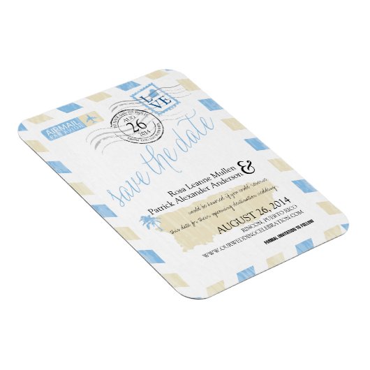 Antiek post Puerto Rico Save the Date Magneet (Rechterzijde)