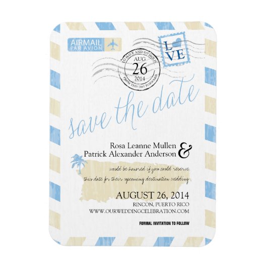 Antiek post Puerto Rico Save the Date Magneet (Verticaal)