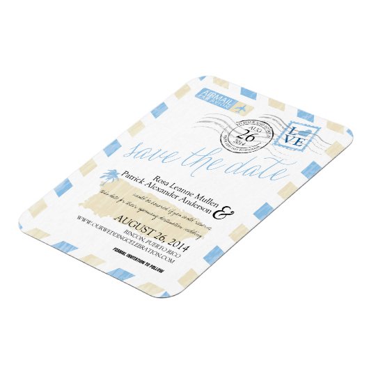 Antiek post Puerto Rico Save the Date Magneet (Linkerzijde)