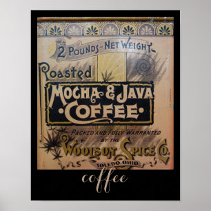 antiek poster koffietin in bruin