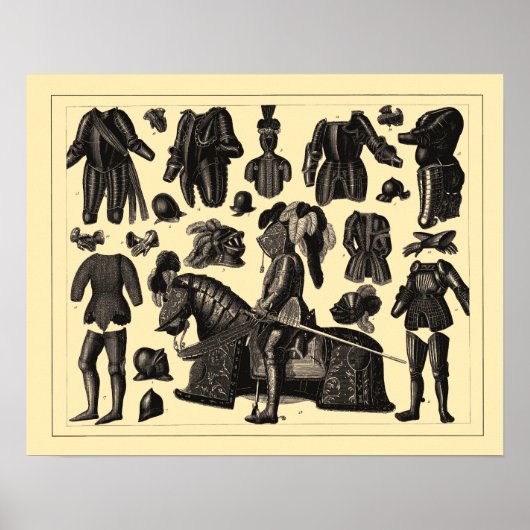 Antiek Poster Medieval Armor Illustrations (Voorkant)