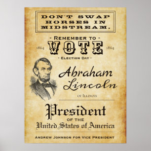  Antiek Poster van de Campagne Abraham Lincoln