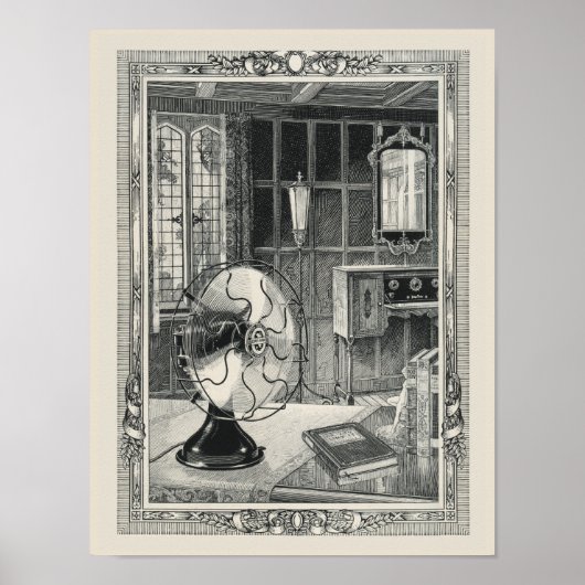 Antiek poster voor het etsen van elektrische venti (Voorkant)