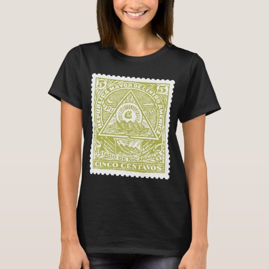 Antiek postzegel guatamala all seeing eye t-shirt (Voorkant)