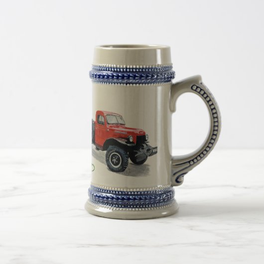 Antiek Power Wagon Truck Stein Bierpul (Rechts)