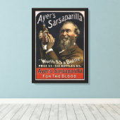 Antiek Productlabel, Ayer's Sarsaparilla Drank Canvas Afdruk (Insitu (Houten vloer))