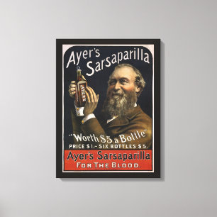 Antiek Productlabel, Ayer's Sarsaparilla Drank Canvas Afdruk