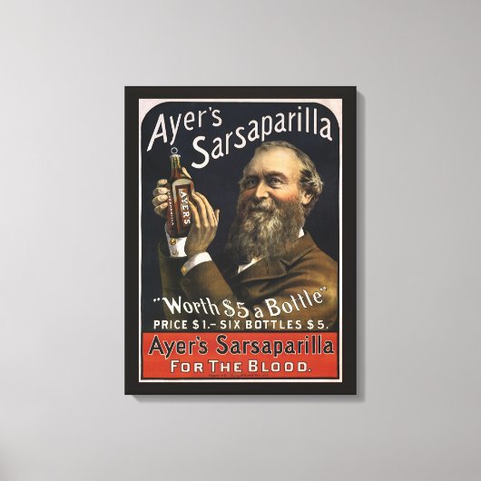 Antiek Productlabel, Ayer's Sarsaparilla Drank Canvas Afdruk (Voorkant)
