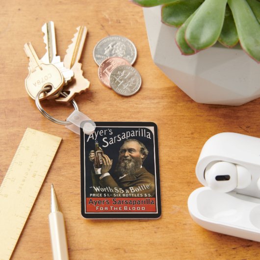 Antiek productlabel, Ayer's Sarsaparilla-drank Sleutelhanger (Bureau)