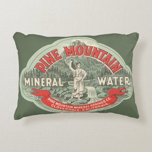 Antiek Productlabel, Pine Mountain Mineraalwater Accent Kussen (Voorkant)