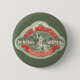 Antiek Productlabel, Pine Mountain Mineraalwater Ronde Button 5,7 Cm