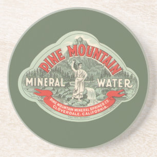Antiek Productlabel, Pine Mountain Mineraalwater Zandsteen Onderzetter