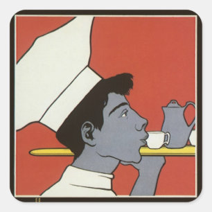 Antiek Productlabel, Russische Warme Chocolade Kak Vierkante Sticker