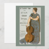 Antiek productlabel, Star Cough Drops met Cello (Voorkant / Achterkant)