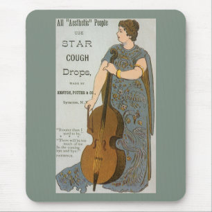 Antiek productlabel, Star Cough Drops met Cello Muismat