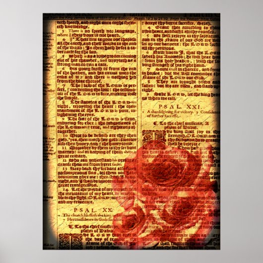 Antiek psalms en Rozen afdrukken Poster (Voorkant)