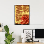 Antiek psalms en Rozen afdrukken Poster (Thuiskantoor)