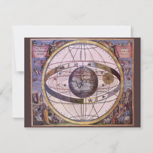 Antiek Ptolemaic Solar System, Andreas Cellarius (Voorkant)