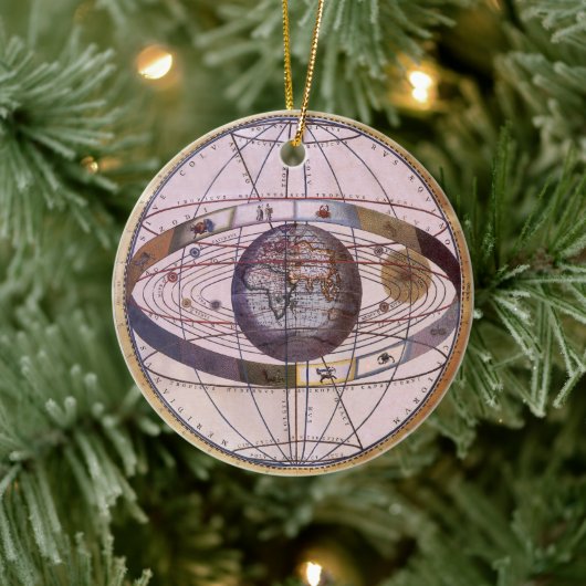 Antiek Ptolemaic Solar System, Andreas Cellarius Keramisch Ornament (Boom)
